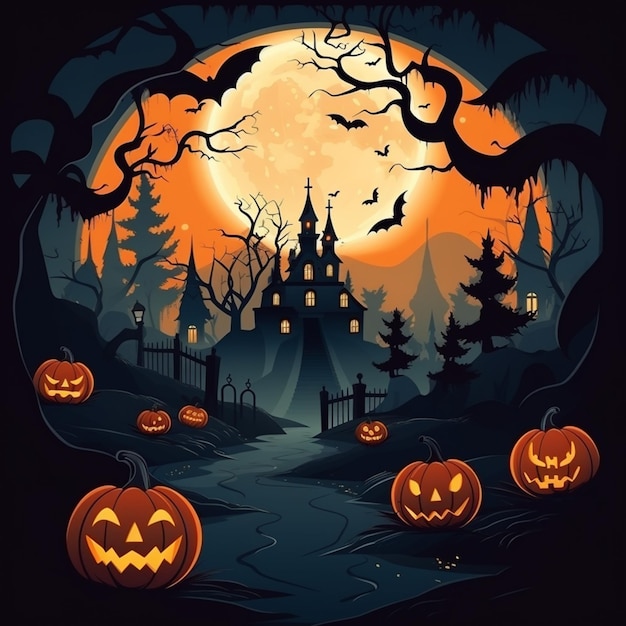 Tło Halloween w płaskiej konstrukcji Halloween w dniu 31 października