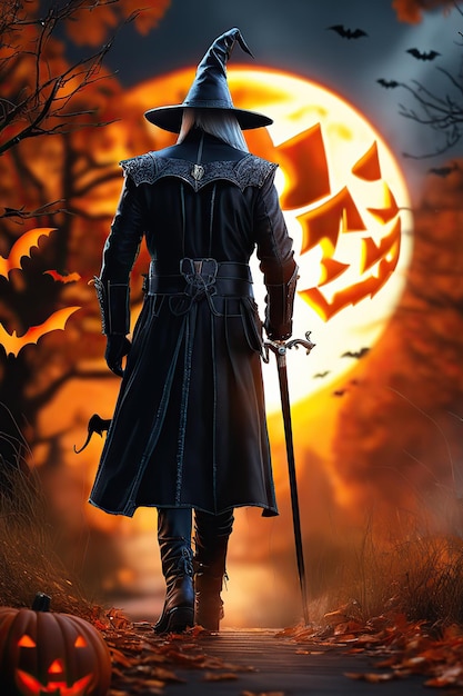 Tło Halloween wygenerowane przez AI