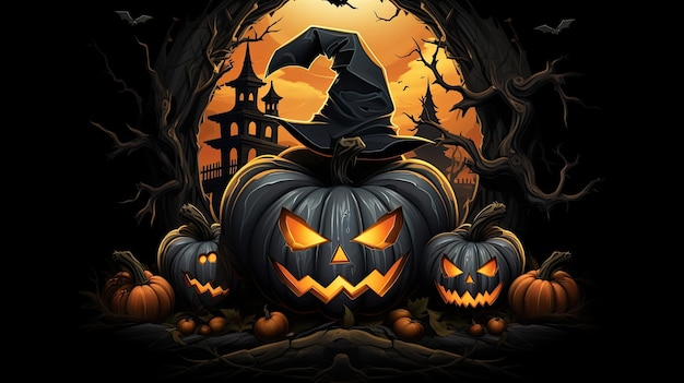 Tło Halloween z dyniami ilustracji wektorowych