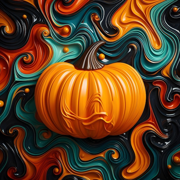 tło halloween z kolorową dynią na tle Widok z góry miejsca kopiowania