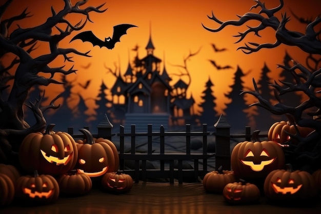 Tło Halloween z przestrzenią do kopiowania tekstu 3D