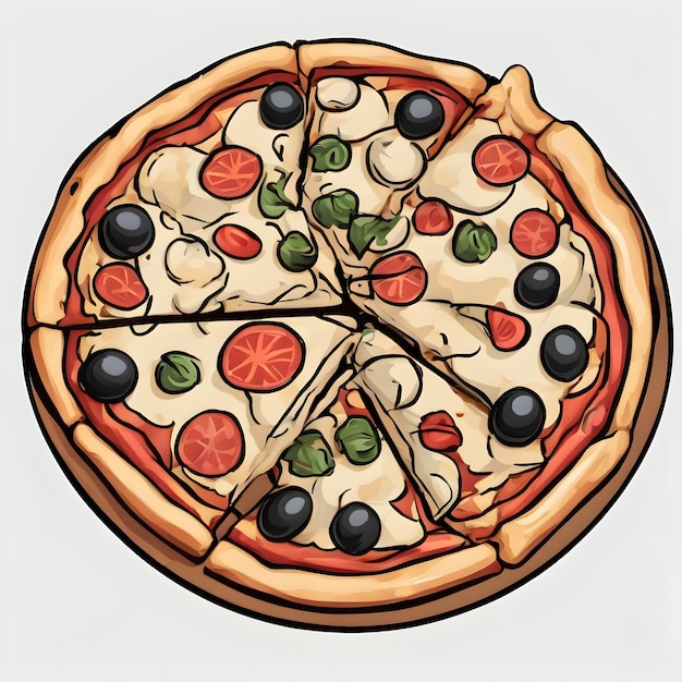 Tło ikony kreskówki z pizzą bardzo fajne