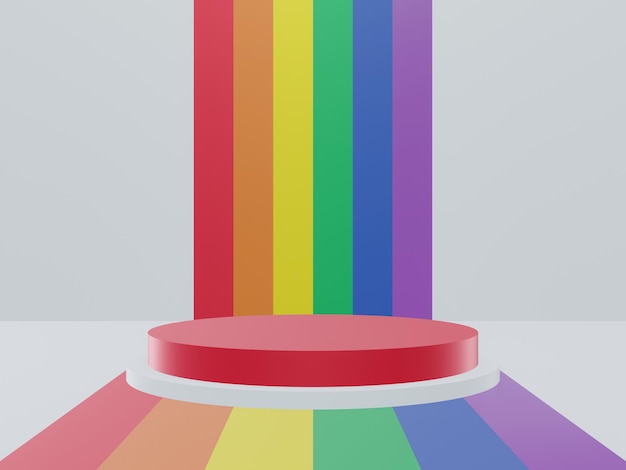 Tło ilustracji 3D Tęczowe podium LGBTQ