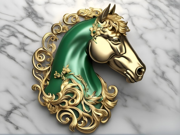 Tło ilustracji głowa konia biżuteria kwiatowa zielona