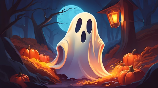 Tło ilustracji Halloween z duchem