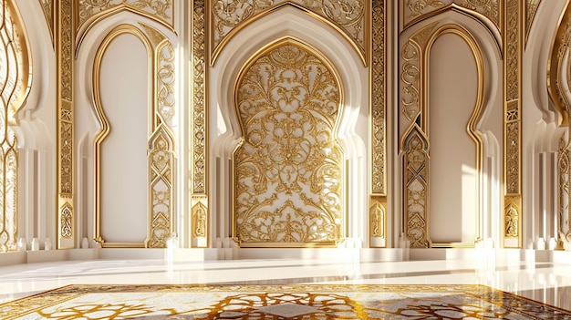 tło islamskie sceny pomieszczenia złoty ozdoby kopiować przestrzeń generatywny Ai