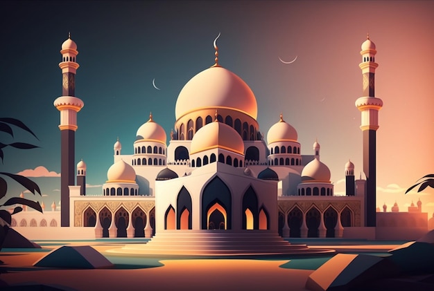 Tło islamskiego meczetu Koncepcja Ramadanu Generatywna sztuczna inteligencja
