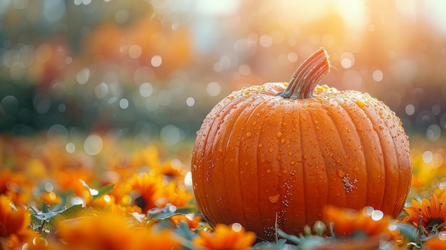Tło jesiennego Dnia Dziękczynienia Halloween dyni plastr piękno jesiennego festiwalu tło pomarańczowa dyni nad jasną jesienną sceną przyrody koncepcja czasu zbiorów
