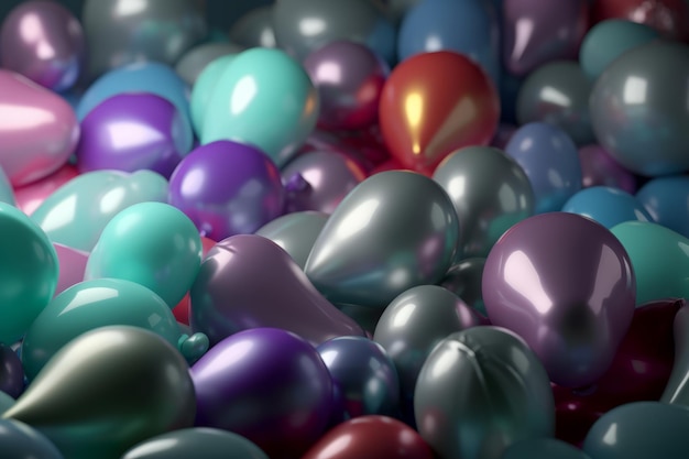 Tło kolorowych balonów Koncepcja balonów świątecznych i kolorowych balonów z szczęśliwym tłem imprezy uroczystości generatywny ai