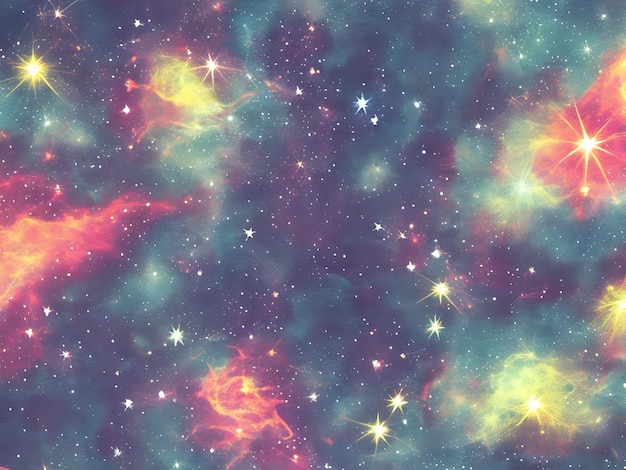 Tło kosmiczne z pyłem gwiezdnym i świecącymi gwiazdami realistyczny kolorowy kosmos z mgławicą i Drogą Mleczną