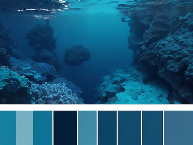 Zdjęcie tło, które naśladuje spokojny przejście kolorów w oceanie od głębokiego niebieskiego morza