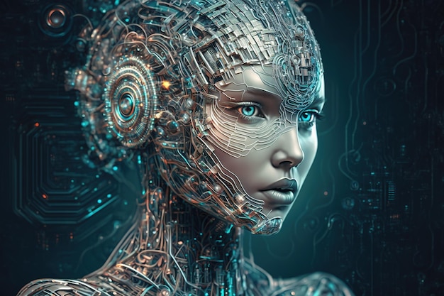 Tło ludzkiej sztucznej inteligencji generowanej przez AI
