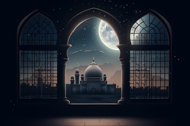 Tło meczetu ramadhan kareem generowane ai