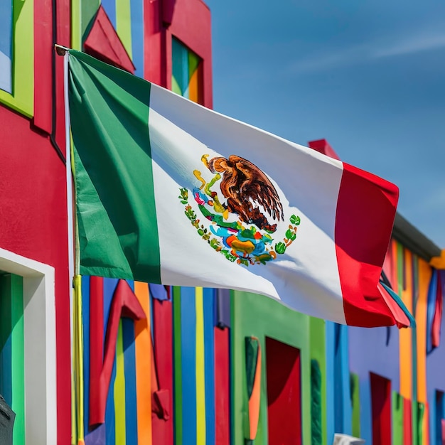 Tło miesiąca dziedzictwa latynoskiego z meksykańskimi papierowymi flagami