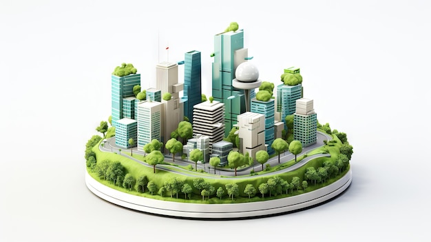 Tło modelu miasta zielonego pejzażu miejskiego 3D