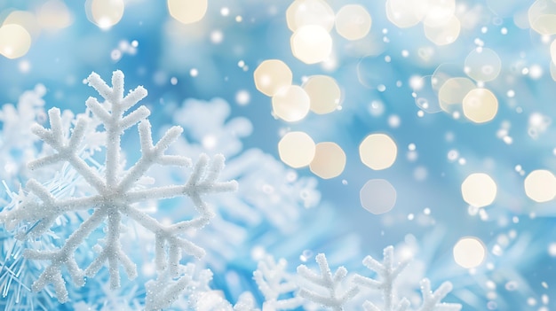 Tło na Boże Narodzenie i Nowy Rok Jasnoniebieska tekstura płatka śniegu z błyszczącymi kolorami Generatywna sztuczna inteligencja
