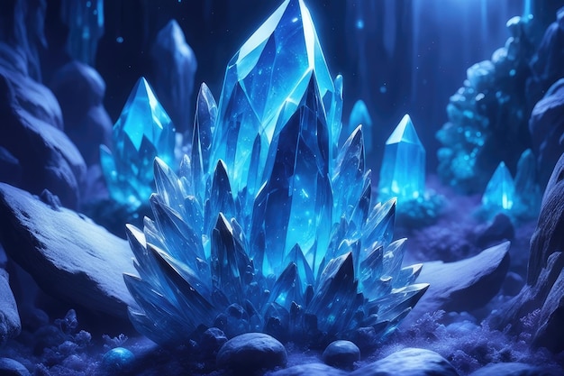 Tło niebieskie świecące kryształy
