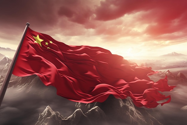 Tło odnoszące się do chińskiej flagi i kolorów narodowych Generatywna sztuczna inteligencja