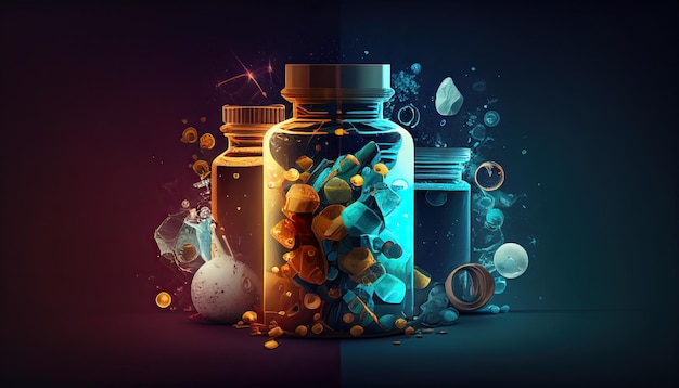 Tło opieki zdrowotnej farmakologii i środków farmaceutycznych z miejsca kopiowania Generatywne ilustracji AI