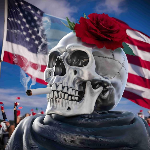 Zdjęcie tło palenia czaszki dla flagi dnia pamięci