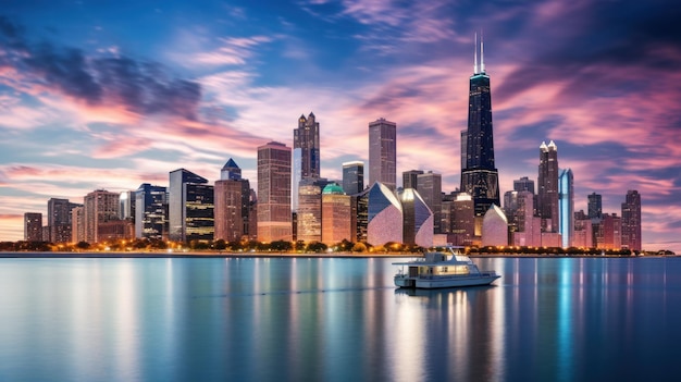 Tło panoramy Chicago AI GenerativexA