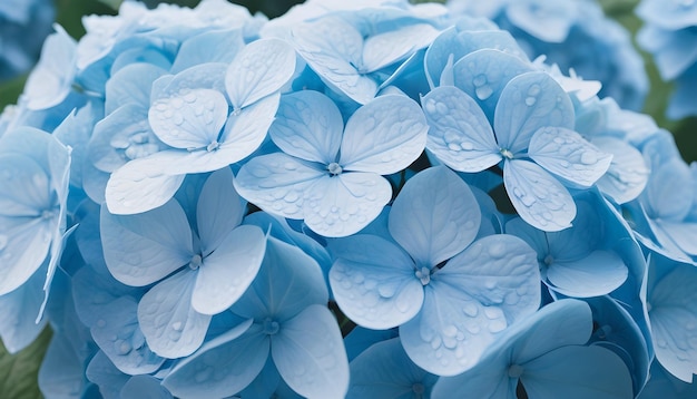 Zdjęcie tło pastelowo-niebieskie kwiaty hortensji