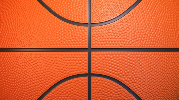 Tło piłki do koszykówki Zamknij widok z przodu pomarańczowej piłki do koszykówki z realistyczną teksturą