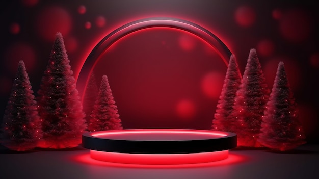 Tło podium Sprzedaż produktów prezentowych 3D Scena bożonarodzeniowa Zimowy wyświetlacz Nowy rok banner box Wakacje