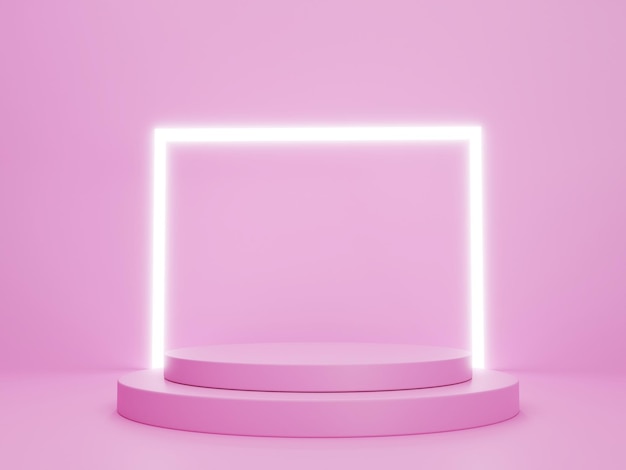 Tło podium w kolorze różowym z neonowym światłem
