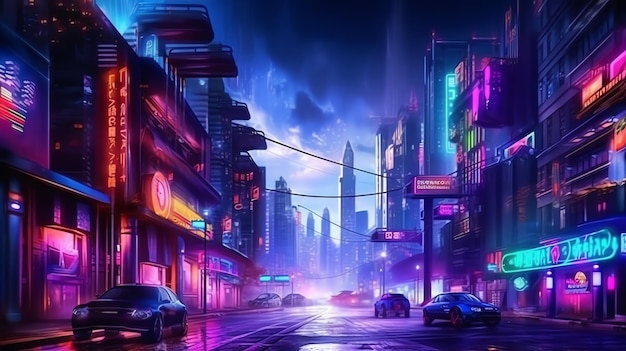 Tło projektu cyberpunk futurystyczne miasto