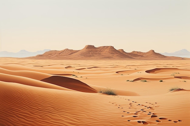Tło przedstawia góry i wydmy piaszczyste na pustyni Generatywna sztuczna inteligencja