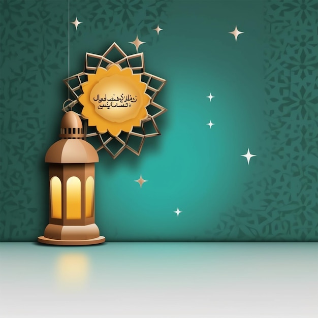 Tło Ramadan Kareem z latarnią i półksiężycem