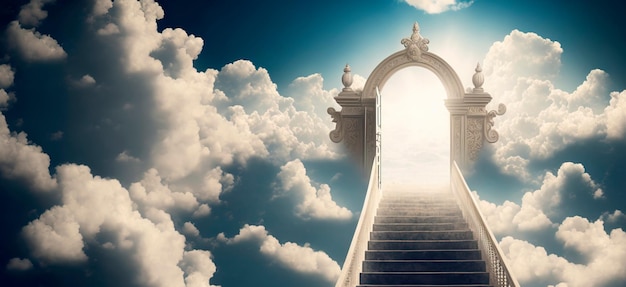 Tło religii Stairway to Heaven Schody na niebie Generative AI