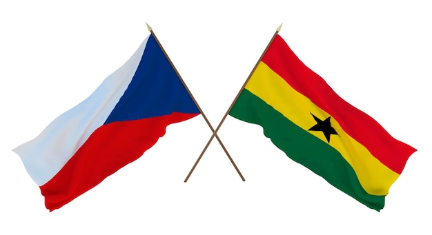 Tło renderowania 3D dla projektantów ilustratorów Flagi narodowe z okazji Dnia Niepodległości Czechy i Ghana