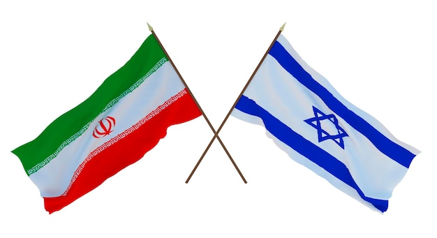 Tło renderowania 3D dla projektantów ilustratorów Flagi narodowe z okazji Dnia Niepodległości Iranu i Izraela