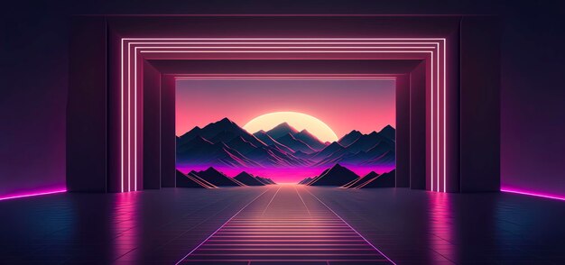 Tło Retro Synthwave Generatywne Ai