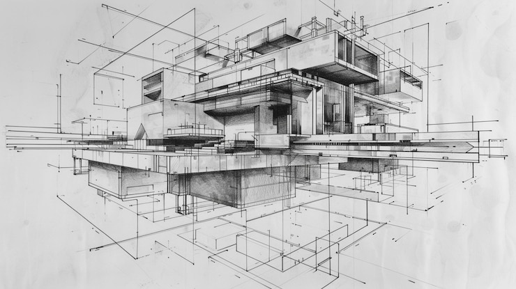 Zdjęcie tło rysunku architektonicznego