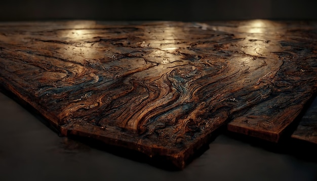 Tło starego drewna z żywicą epoksydową w niebieskim drewnianym blacie z niebieskim epoksydem stare deski drewniane wzory stare ciemne drewno tło ilustracja 3D