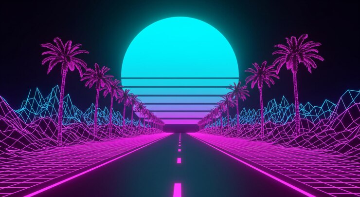 Zdjęcie tło synthwave road
