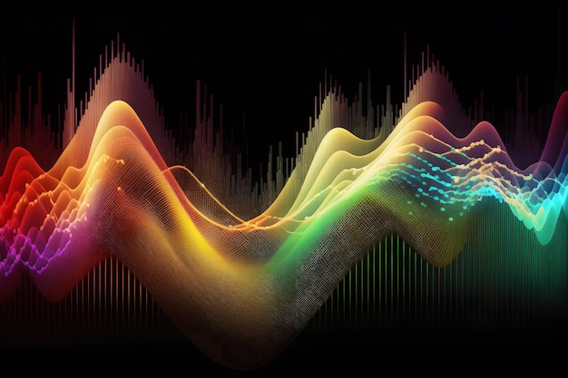 Tło tęczy fali dźwiękowej korektora Wygenerowana sztuczna inteligencja sieci neuronowej