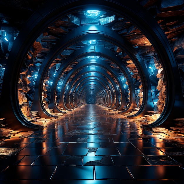 Zdjęcie tło tunelu z neonami