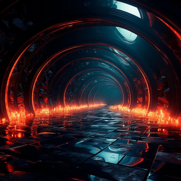 tło tunelu z neonami