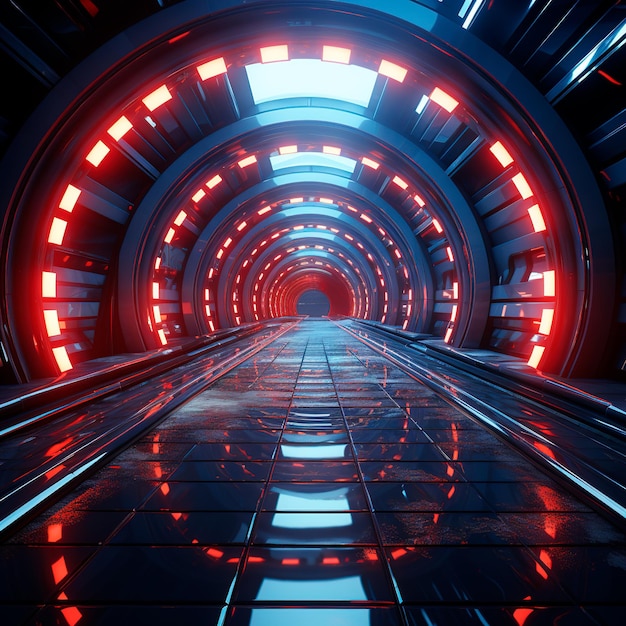 tło tunelu z neonami