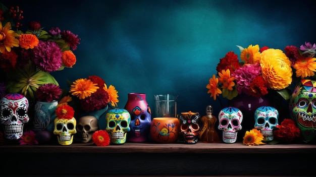 Tło wakacje dia de muertos