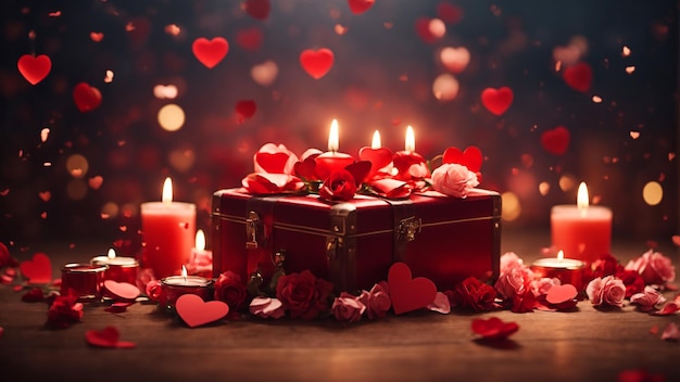 Zdjęcie tło walentynek romantyczna para z różami szczęśliwa uroczystość walentynek