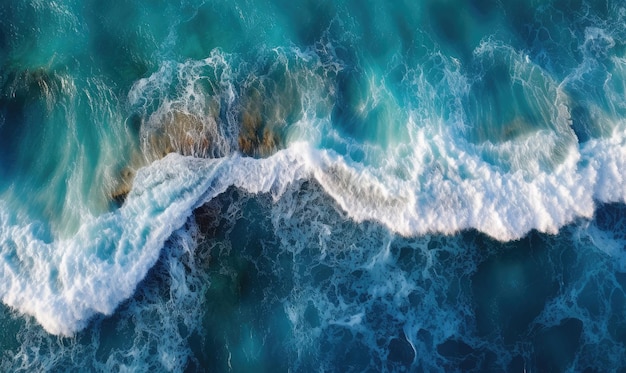 Tło wody Powierzchnia fal oceanu Dla ilustracji książkowej pocztówki sztandarowej Utworzono za pomocą generatywnych narzędzi sztucznej inteligencji