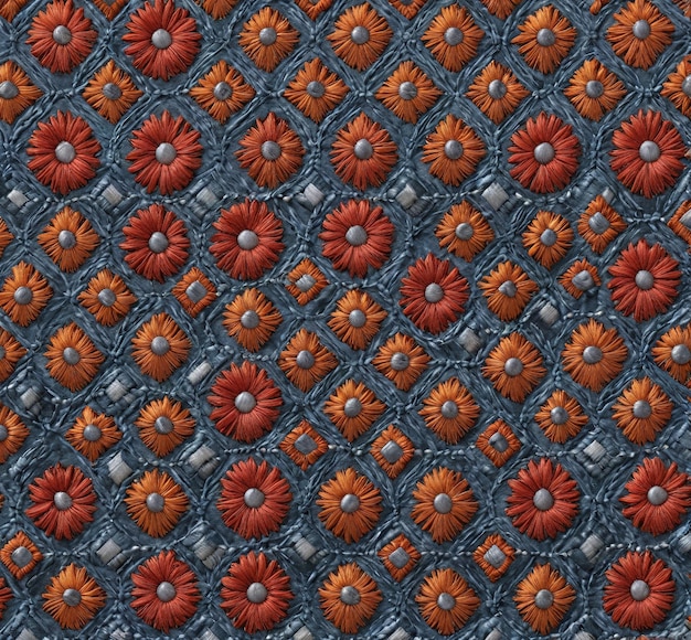 tło wzór z pomarańczowymi i niebieskimi kwiatami