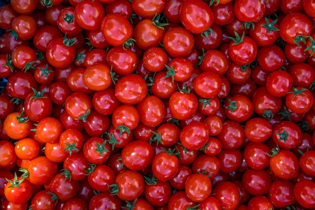 tło z czerwonych dojrzałych pomidorów uprawianych bez chemii