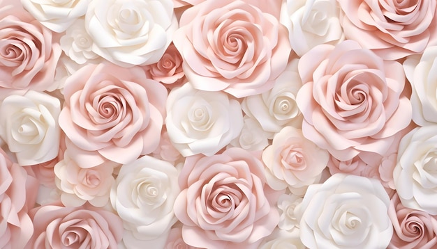 Tło z dekoracyjnymi papierowymi kwiatami róży