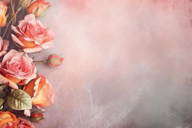 Zdjęcie tło z delikatnymi kwiatami z boku z miejscem dla tekstu dzień walentynek